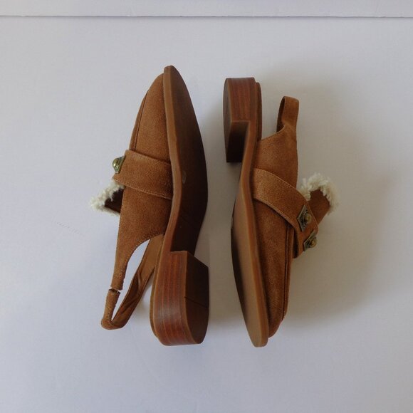 Chelsea &‎ Violet Brown Lundin Slingback Suede Faux Fur Shoes Women's Size 7.5M - Picture 5 of 7